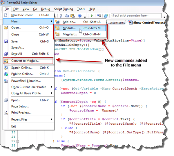 Module Management Add-on Menu Additions