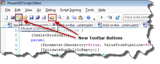 Module Management Add-on Toolbar Buttons