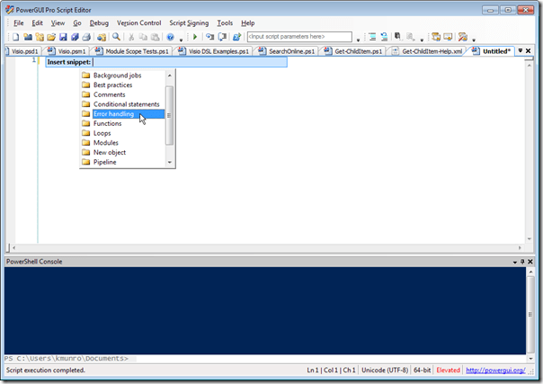 PowerGUI Pro 3.0 Snippet Hierarchy